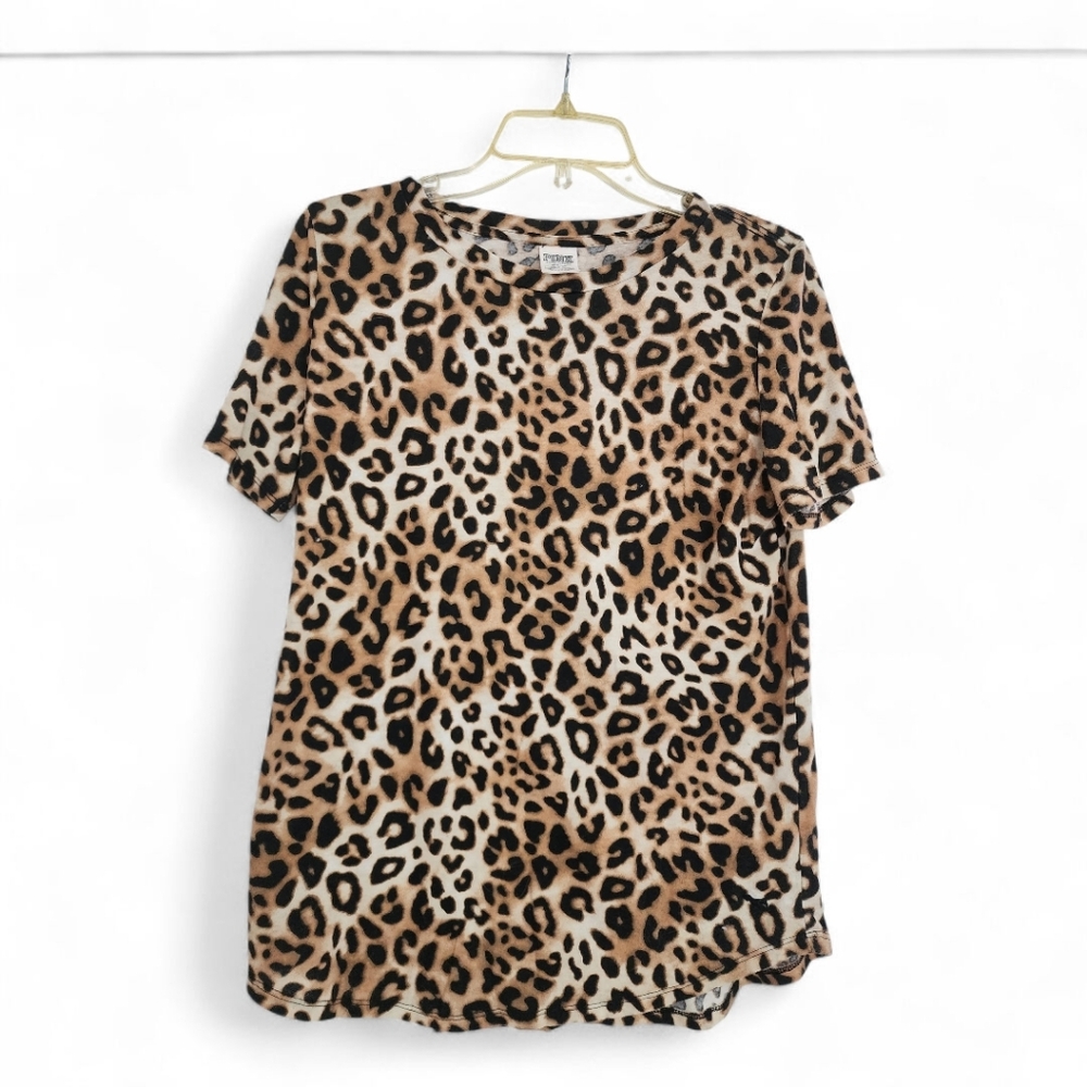 PINK Victoria's Secret Leopard Print Short Sleeve Tee Sz M fits Sz L